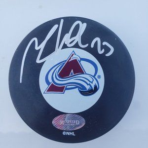 Milan Hejduk Autographed Puck with Stand